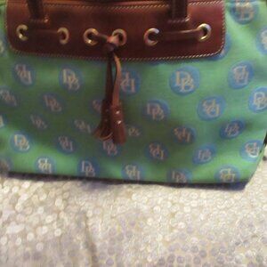Dooney & Bourke green canvas  handbag  13 x 9" used just once